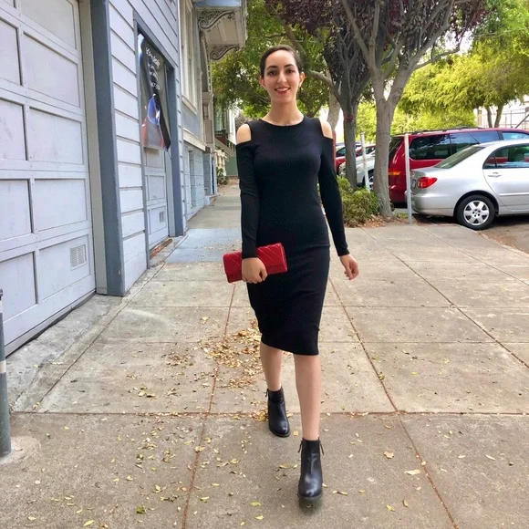 Marks & Spencer Cold Shoulder Rib Knit Dress - Picture 2 of 6